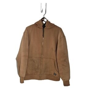Walls Jacket Mens‎ XL Brown Hooded Quilted Workwear Bomber Full Zip Lined